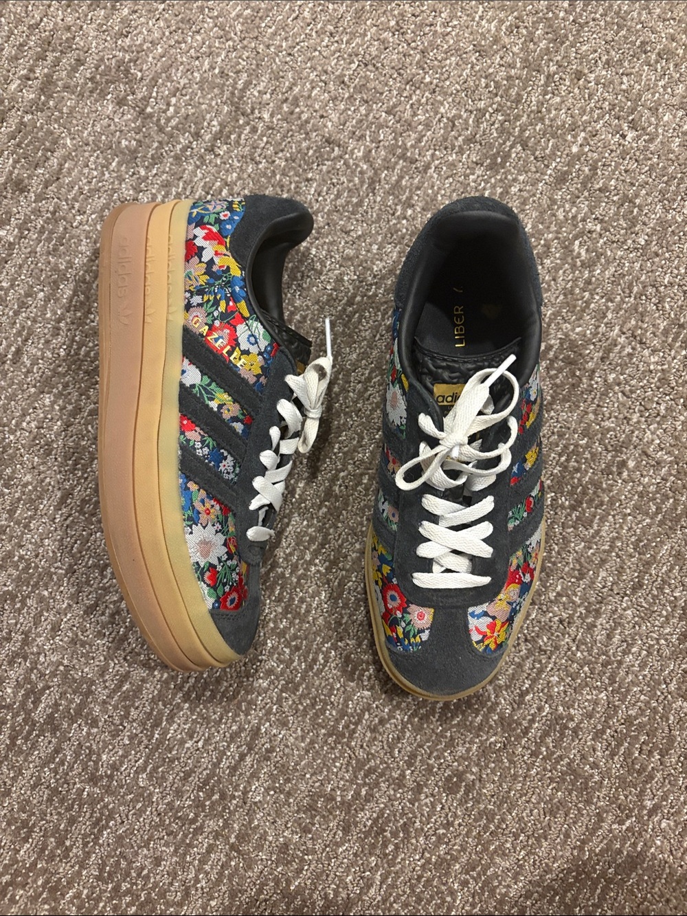 adidas x Liberty Women’s Gazelle navy Floral Platform Sneakers